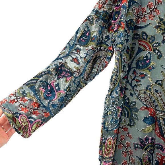ADORE burnt crushed velvet floral tunic top Size M boho artsy - Picture 4 of 8